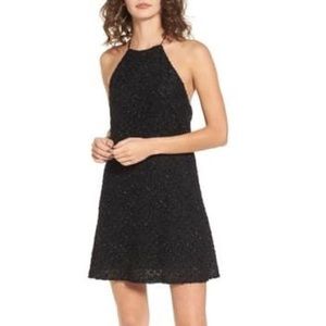Halter Sequin Black Party Dress